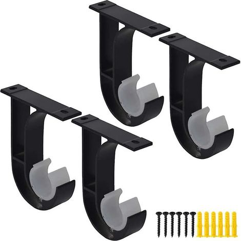 VURAHOME - Support de tringle à rideau de plafond, support de tringle à rideau robuste avec boucle en plastique, alliage d'aluminium, quincaillerie de fenêtre jusqu'à 1-2/16 pouces, ensemble de 4, vis (1/3)