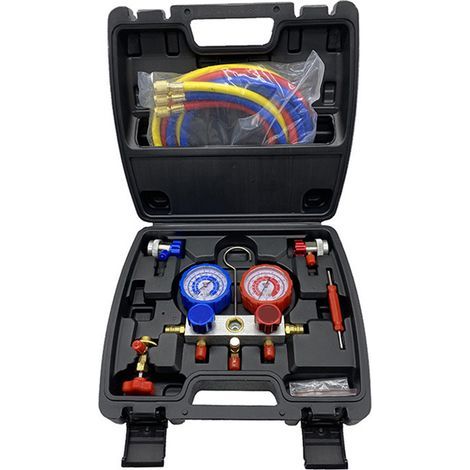 Ortviai Kit de Manomètres pour Climatisation – Manifold R134a/R22/R410a avec Double Jauge Précise et Mécanisme Anti-Choc (1/5)