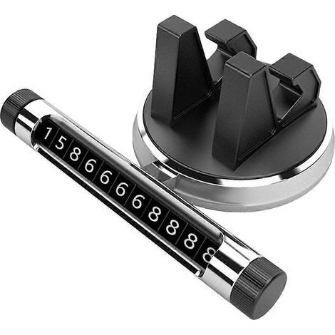 jeu de support de téléphone pour plaque d'immatriculation temporaire rotative pour voiture-12.5X7.3X5CM-Silver (1/2)