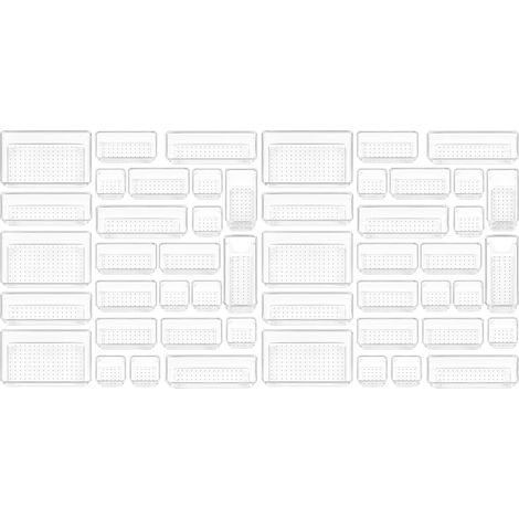 Lot de 50 Organisateurs de Tiroir – 4 Tailles, Rangement Tiroir en Plastique Transparent – Parfait pour Salle de Bain, Coiffeuse, Bureau, Cuisine, Outils et Maquillage (1/5)