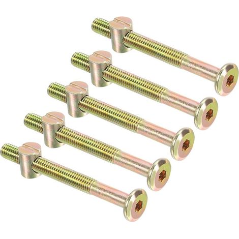 5 Set Vis à bois M6, Boulons cadre lit, Écrous cylindriques, Goujons bois, Kit réparation meubles (1/5)