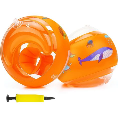 Brassard Enfant 1-6 Ans 10-25KG Brassard Piscine Enfant avec Pompe à air 3 Chambres à Air Indépendantes Conception Transparente pour Plage Piscine Entraînement (1/4)