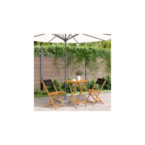 Ensemble de bistro 3 pcs noir polypropylène et bois massif (1/5)