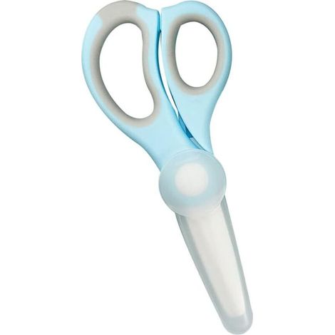 Portable BPA-free, food-grade ceramic baby scissors for infants and toddlers with protective blade cover (blue) - Fei Yu (1/5)