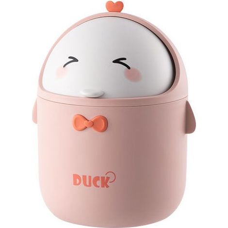 Mini-Tischabfalleimer mit Deckel, niedlicher tragbarer Abfalleimer im Cartoon-Stil, Büroabfalleimer, kleiner Badezimmerabfalleimer, geeignet für Schlafzimmer, Büro, Wohnzimmer. (rosa) (1/5)