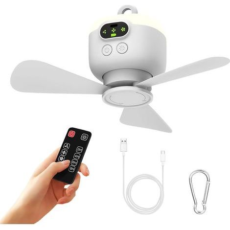 Plafonnier avec ventilateur, ventilateur de plafond avec éclairage, ventilateur de camping pour tente, ventilateur de camping avec lumière, ventilateur de camping rechargeable USB, ventilateur de (1/5)