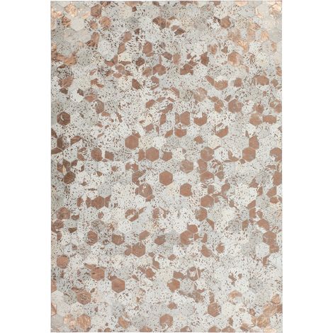 Tappeto in pelle Dazzle avorio e cromo a nido d'ape (1/4)