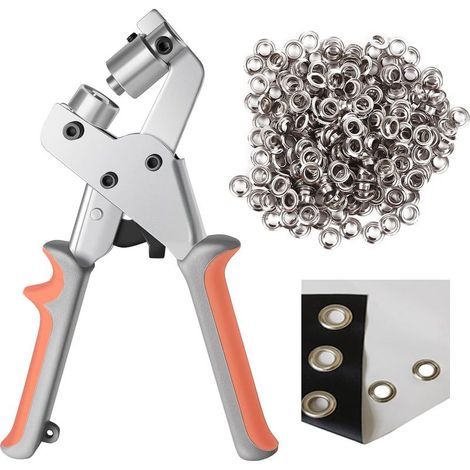 Kit d'outils pour œillets KING PIECES LACUISINE, pince à perforer manuelle, machine à perforer œillets portable avec 500 œillets argentés 3/8 pouce (10 mm) (1/5)