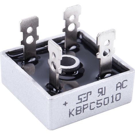 Pont redresseur monophasé à diodes, boîtier métallique, 4 x 50 A, 1000 V, KBPC5010-JBMEDIA (1/4)