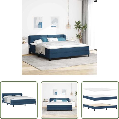 Matelas à ressorts -  Lit à ressorts avec matelas Bleu 180 x 200 cm tissu (1/5)