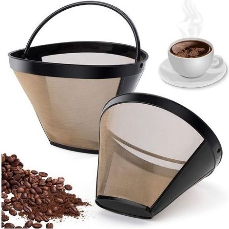 2PCS Filtre Café Permanent Filtre, 100 Mailles Filtre à Café Réutilisable pour Machine à Café Cuisine Bureau Café Boulangerie va au lave-Vaisselle Rechange (1/5)