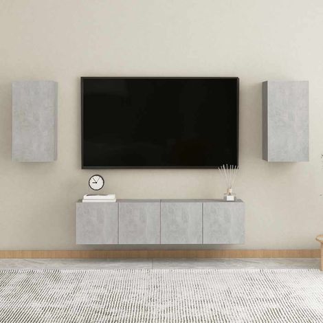 Ensemble de meubles TV 4 pcs Moderne - Meubles de rangement - Buffet Salon - Gris béton Aggloméré Chic-518537 (1/5)