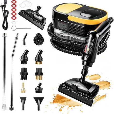 Pulitore a vapore，dispositivo portatile con 14 accessori，2500 W，pressione del vapore 3 bar，tempo di riscaldamento 15 s，serbatoio da 1600 ml (1/5)