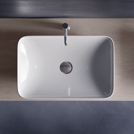 RAK Variant Rectangular Countertop Wash Basin 550mm Wide 0 Tap Hole - Alpine White (1/3)