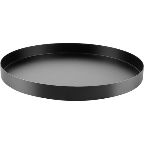 1 Plateau décoratif rond, Acier inoxydable noir, Diamètre 30cm, Pour salon et salle de bain