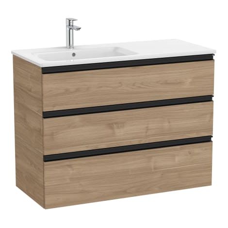 CONJUNTO MUEBLE THE GAP 1000X460 2 CAJONES + LAVABO IZQUIERDA NOGAL