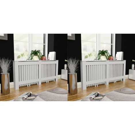 vidaXL Radiator Covers 2 pcs White 172 cm Engineered Wood