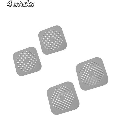 pièces - Filtre de vidange - Grille de vidange de douche carrée - Piège à cheveux - Design plat - Convient aux vidanges de douche dans la salle de bain et la cuisine - Grijs (1/5)