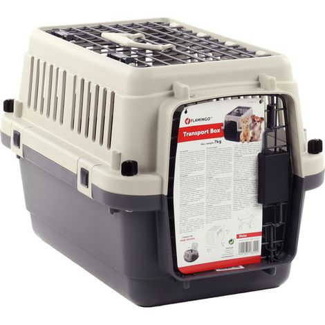 Flamingo – Cage de transport pour chien ou chat XS 33 x 50 x 33 cm – Charge max 7 kg – Plastique avec fentes d'aération et fermetures sécurisées (1/5)
