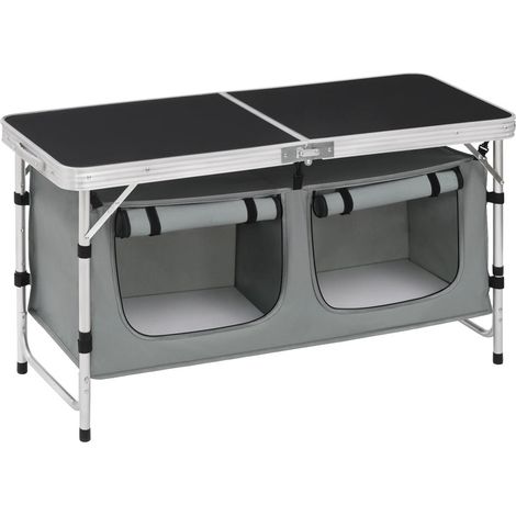 Table de camping portable 120x47 cm – Aluminium design valise – Hauteur réglable – Sac de rangement inclus pour extérieur (1/4)