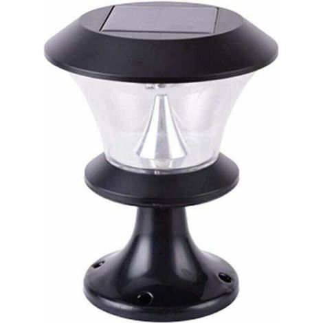 8 LED Yard Villa Landscape Decorative Post Light Outdoor Round Solar Pillar Lamp Garden Door Wall Lamp Outdoor Lawn View Courtyard Villa Outdoor Floor Lamp (A: Luce calda) (1/4)