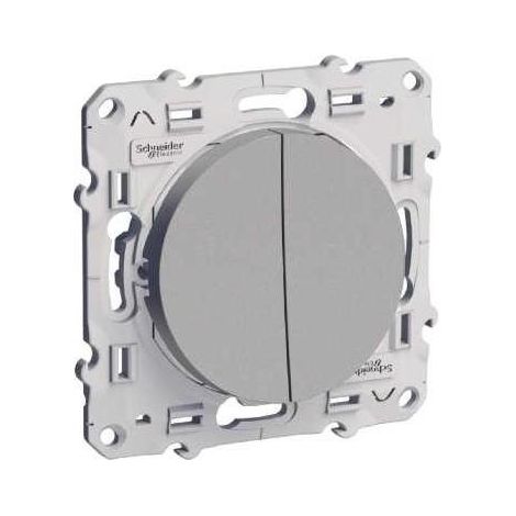 Interrupteur double va-et-vient ODACE 10 A à vis aluminium - SCHNEIDER ELECTRIC - S536214
