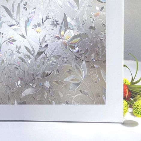 Film pour Fenêtre Film Electrostatique Protége Intimité Anti-UV Décoratif Film Vitre Anti Regard Occultant avec Motif Tulipes Fleurs pour Verre et Vitrage 45 cm × 200 cm (1/4)