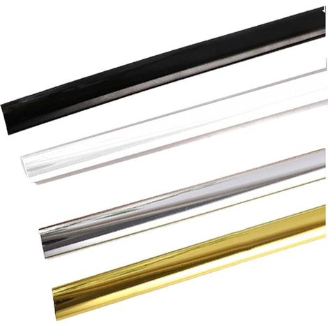 Moulure Décorative Autoadhésive PVC Baguette de Finition Murale pour Papier Peint Carrelage Miroir Mur Plafond Armoire Bande Décoration Autoadhésive Argent 4m×8mm (1/5)