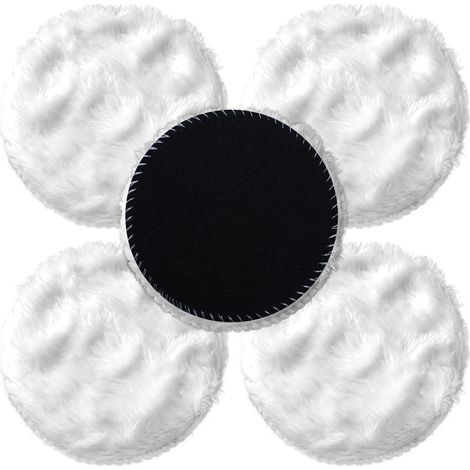 Lot de 5 Tampons de Polissage 150 mm en Laine, Accessoires de Lustrage pour Perceuse et Polisseuse Orbitale, Disques de Ponçage et Cirage pour Carrosserie de Voiture et Meubles (1/5)