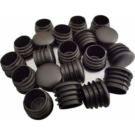 Bouchon en Plastique Rond, 20 pièces Bouchon d'extrémité de Tube Noir Bouchon de Chaise Glisse de Meubles /Jambe Tuyau Couvercle Insert (25mm)-