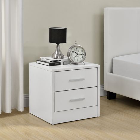 Table de Chevet avec 2 Tiroirs Blanc 38 x 34 x 37cm [en.casa] (1/5)