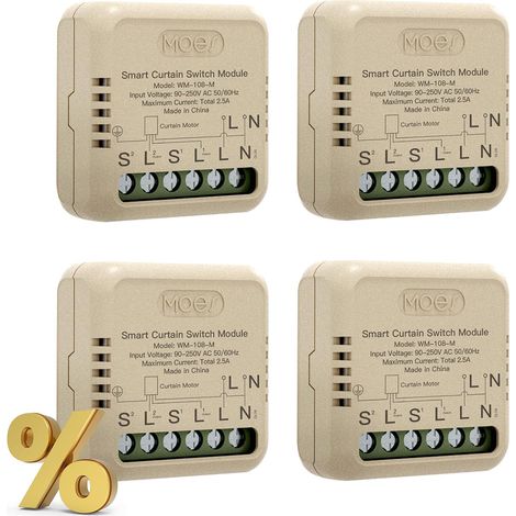 Interrupteur Module Volet Roulant Connecté, Commutateur de Rideau WiFi, Compatible avec Commande Vocale, Intelligent Relais Domotique, 4PCS (1/5)