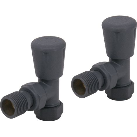Warmehaus 15mm Radiator Valves Twin Pack Angled Anthracite (1/3)