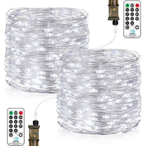 Guirlande Lumineuse Chambre, 23M 200LEDs Guirlandes Lumineuses à LED, 8 Modes Etanche avec Prise pour Décoration Intérieure Extérieure, Noël, Jardin, Anniversaire, Mariage (Blanc Chaud, Lot de 2)