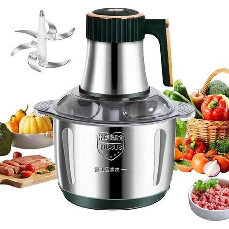 500W Electric Food Chopper, 5L Large Capacity, 5 Speeds, 6 Blades for Chopping Meat, Vegetables, and Fruits (1/4)