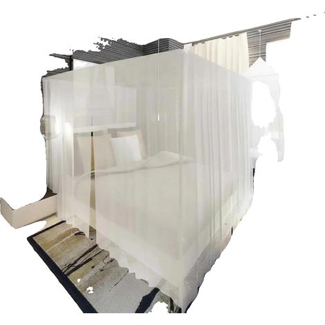 Mosquitera, material poliéster, dimensiones 220 cm x 200 cm x 210 cm, diseño de tres puertas, apta para camas individuales y dobles, color blanco. (1/5)