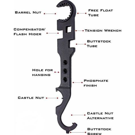 AR15 8-in-1 Multifunktionswerkzeug – Büchsenmacherwerkzeug aus hochfestem Stahl – 32 cm Länge – Schwarz