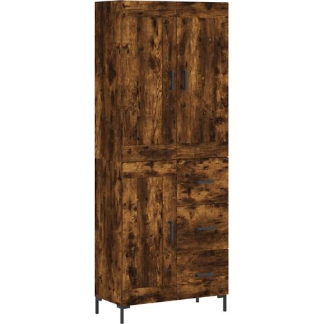 Buffet,Meuble de Rangement,Bahut haut Chêne fumé 69,5x34x180 cm Bois d'ingénierie CFW634532 (1/5)