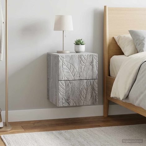 Lot de 2 chevets muraux avec tiroirs en bois d’ingénierie Sonoma gris 34,5 x 33 x 40 cm - PANGIVO (1/5)