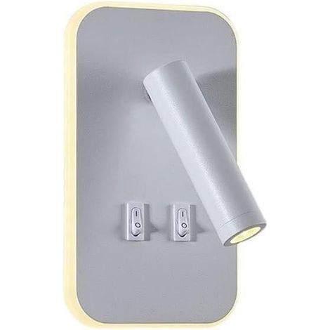 Lampe de chevet LED 2 en 1, liseuse 3W + applique 10W, avec interrupteur, blanc 3000K (1/5)