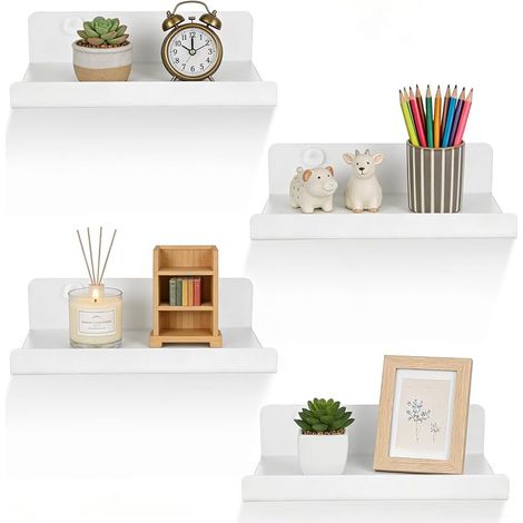 Petites Etagere Murale Blance, Petite Étagère Murale Etagere Blanc Murale, Tablette Étagère Flottante, Étagère Murale Suspendue pour Salle de Bain Chambre à Couche Cuisine Bureau, 15 x 11,5 x 3,5 cm (1/5)