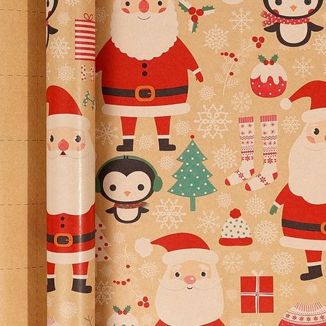 Rouleaux de papier cadeau de Noël - 43 cm x 3 m/rouleau - Parfaits pour emballer les cadeaux de Noël et décorer les fêtes, motifs de Noël animés (1/5)