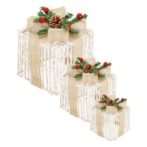 Illuminazione natalizia a LED, regali decorazione natalizia bianco caldo set da 3 pezzi in acrilico.