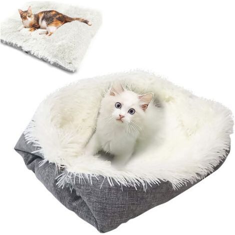 Panier moelleux pour chats et petits chiens – Coussin en peluche lavable – Base antidérapante – Dimensions : 62 x 51 cm (1/5)