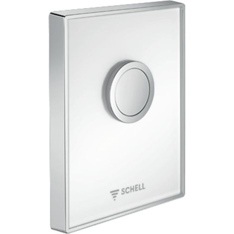 Plaque de commande WC AMBITION ND en verre véritable blanc, cadre chromé
