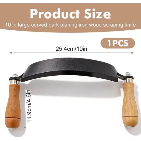 Couteau écorcer 25 cm Raboter Double Manche Bois Antidérapant Lame Tranchante Manuel écorcer Bois Charpentiers Menuisiers jardin (1/5)