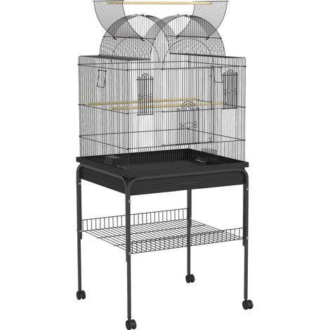 Vogelkäfig aus Stahl mit Rollen 63 x 53 x 144 cm, schwarz MODENUIT (1/4)