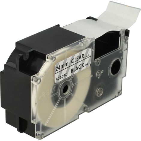 vhbw Label Tape compatible with Casio KL-C500, KL-8200 Label Printer 8m x 24 mm, Black on Transparent (1/5)