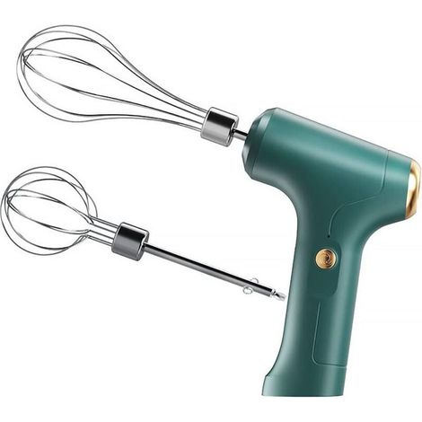 Batteur à main, petit mélangeur portable à 3 vitesses, fouet à pâte en acier inoxydable pour la cuisine, la pâtisserie (vert) (1/5)