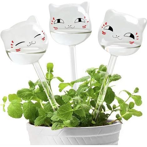 Dispositifs d'arrosage automatique pour plantes, globes mignons à arrosage automatique, picots en verre transparent soufflé à la main, système d'irrigation goutte à goutte, arroseur automatique pour p (1/5)